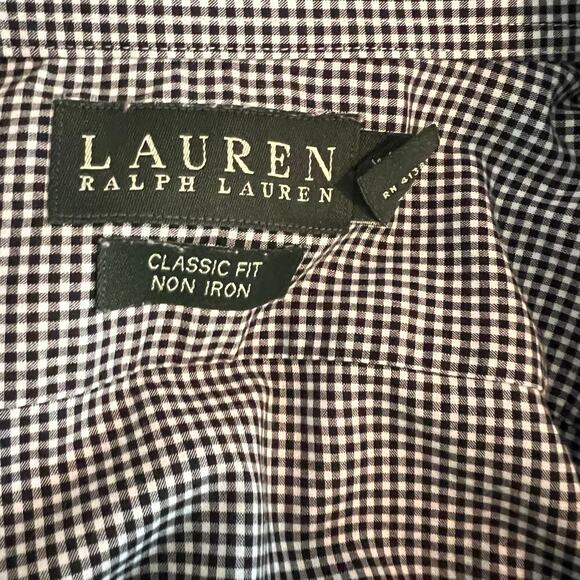 Lauren Ralph Lauren Classic Fit B/W Checked Mens 16 1/2 34/35 Cotton L/S Shirt - Picture 6 of 7